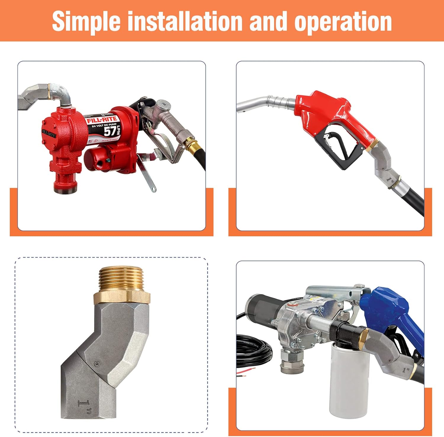 1" NPT, 2PCS Fuel Hose Swivel 360 Rotating Connector for Fuel Transfer Pump Fuel Nozzle Multi Plane Fuel Plane Swivel