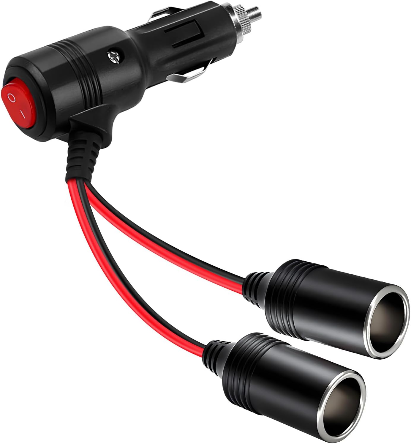 Car Cigarette Lighter Splitter,2-Socket Cigarette Lighter Adapter Extension Plug Cord Power Charger Port for DC 12V 24V Car Vehicle 2-Way Splitter Y on/Off Switch 1 to 2