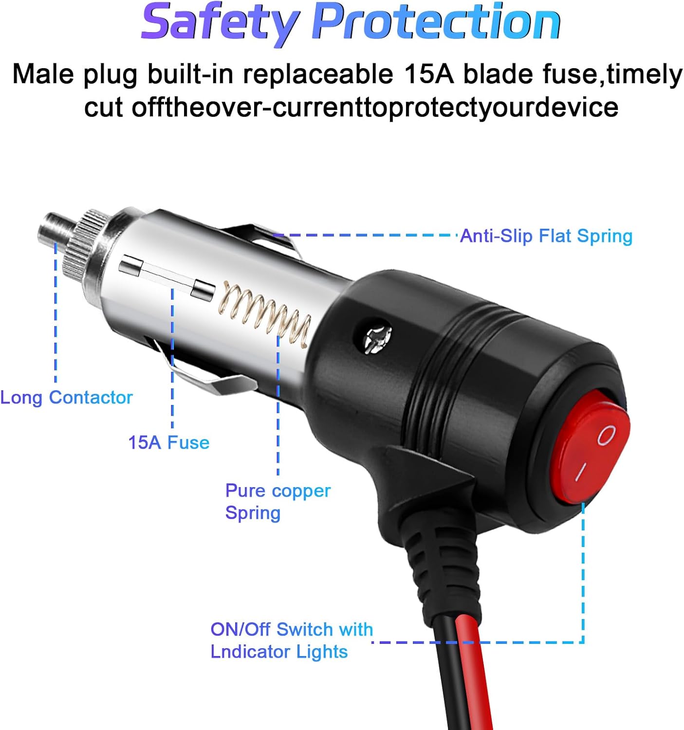 Car Cigarette Lighter Splitter,2-Socket Cigarette Lighter Adapter Extension Plug Cord Power Charger Port for DC 12V 24V Car Vehicle 2-Way Splitter Y on/Off Switch 1 to 2