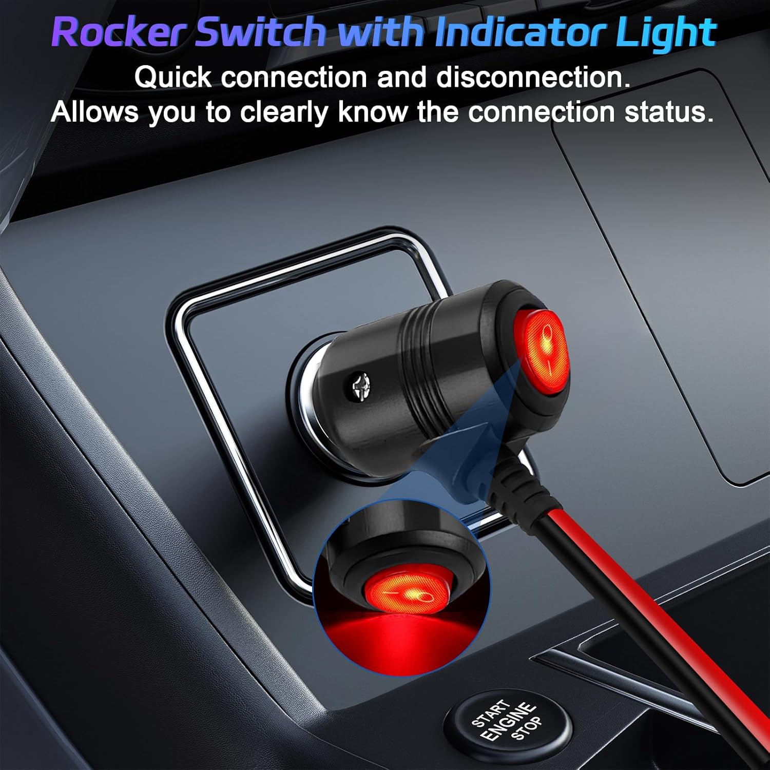 Car Cigarette Lighter Splitter,2-Socket Cigarette Lighter Adapter Extension Plug Cord Power Charger Port for DC 12V 24V Car Vehicle 2-Way Splitter Y on/Off Switch 1 to 2