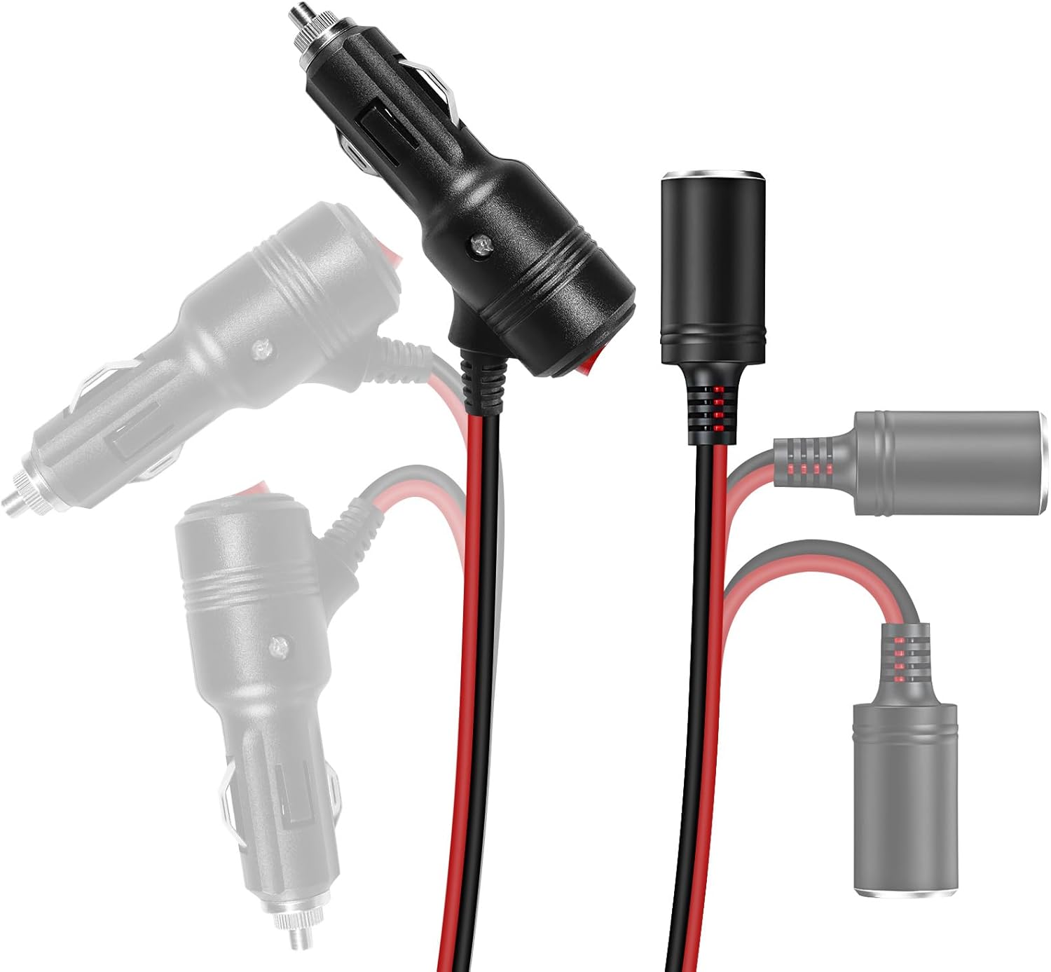 Car Cigarette Lighter Splitter,2-Socket Cigarette Lighter Adapter Extension Plug Cord Power Charger Port for DC 12V 24V Car Vehicle 2-Way Splitter Y on/Off Switch 1 to 2