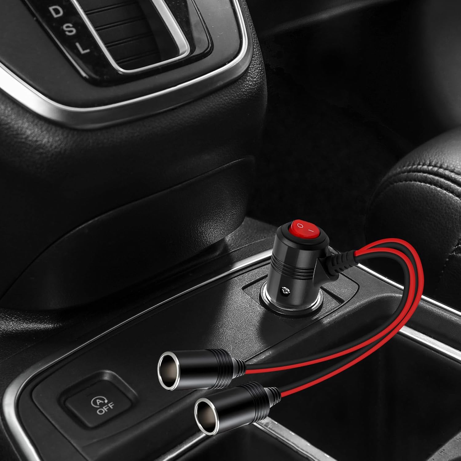 Car Cigarette Lighter Splitter,2-Socket Cigarette Lighter Adapter Extension Plug Cord Power Charger Port for DC 12V 24V Car Vehicle 2-Way Splitter Y on/Off Switch 1 to 2