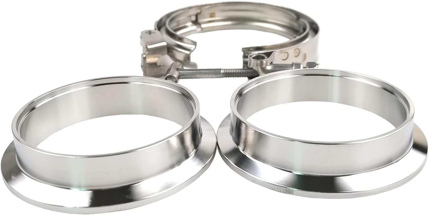 2 X 3 inch Quick Release V Band Clamp with Male Female Flanges 304 Stainless Steel for Turbo Downpipes, 2 Pack