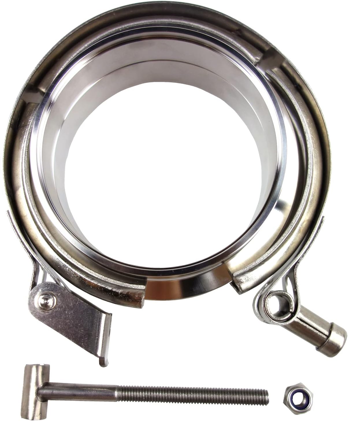 2 X 3 inch Quick Release V Band Clamp with Male Female Flanges 304 Stainless Steel for Turbo Downpipes, 2 Pack
