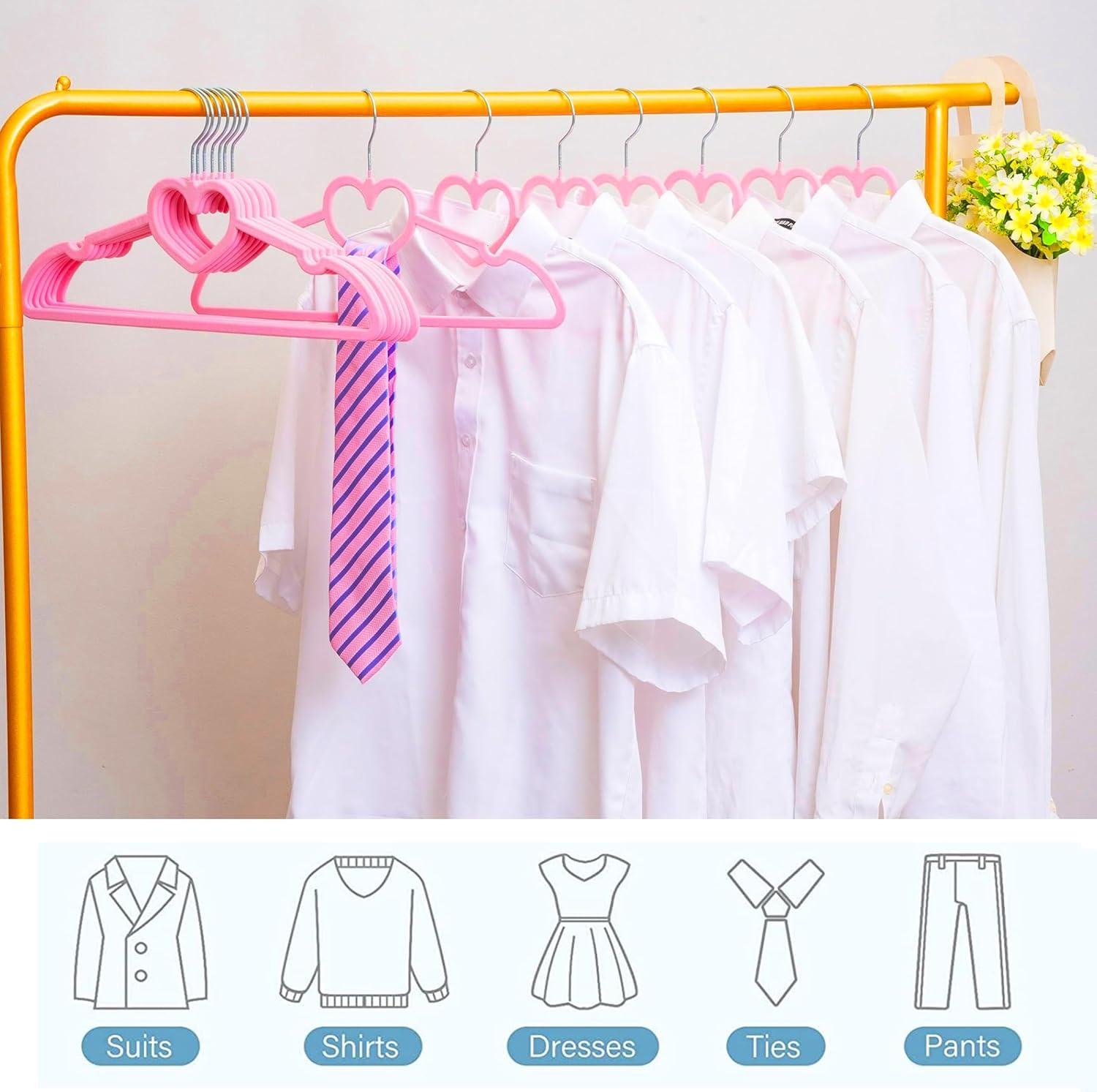 Velvet Hangers 20 Pack, 16" Non Slip Adult Hangers, Slim Clothes Hanger with 360 Degree Swivel Hook - Durable & Cute for Coats, Shirts, Dress Pink