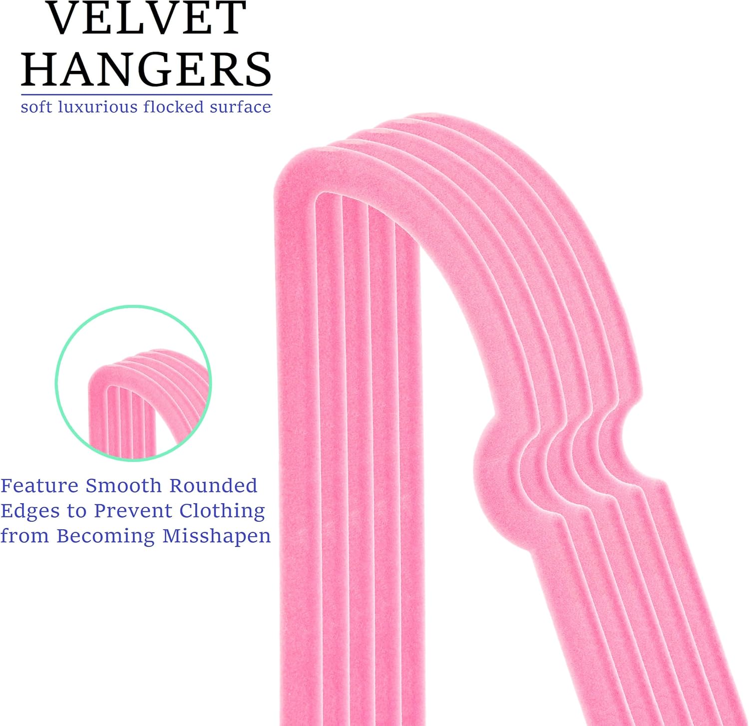 Velvet Hangers 20 Pack, 16" Non Slip Adult Hangers, Slim Clothes Hanger with 360 Degree Swivel Hook - Durable & Cute for Coats, Shirts, Dress Pink