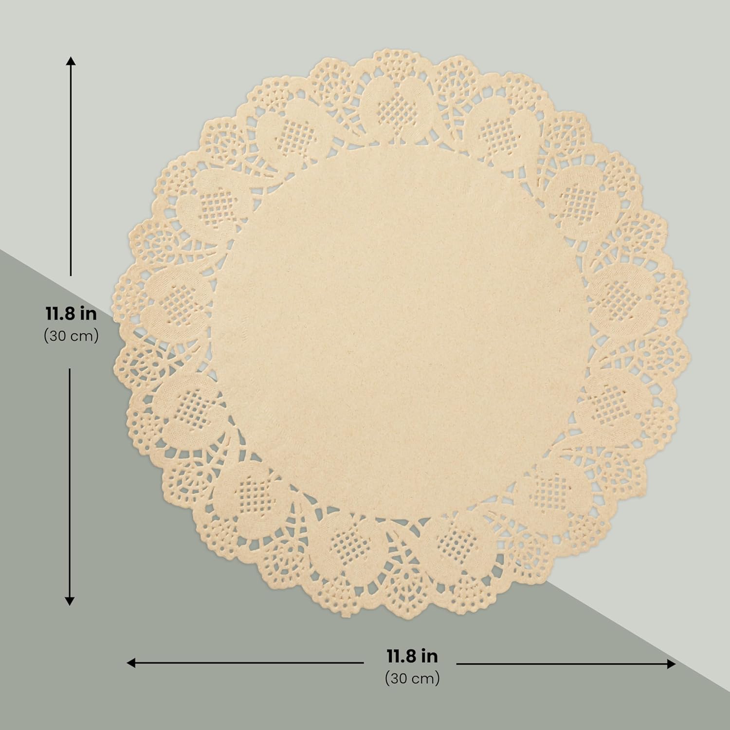 Paper Placemats - 12-Inch Round, Brown, 250 Count - Disposable Placemats & Lace Doilies - Paper Chargers for Dinner Plates - Tea Party Decorations & Wedding Table Decor