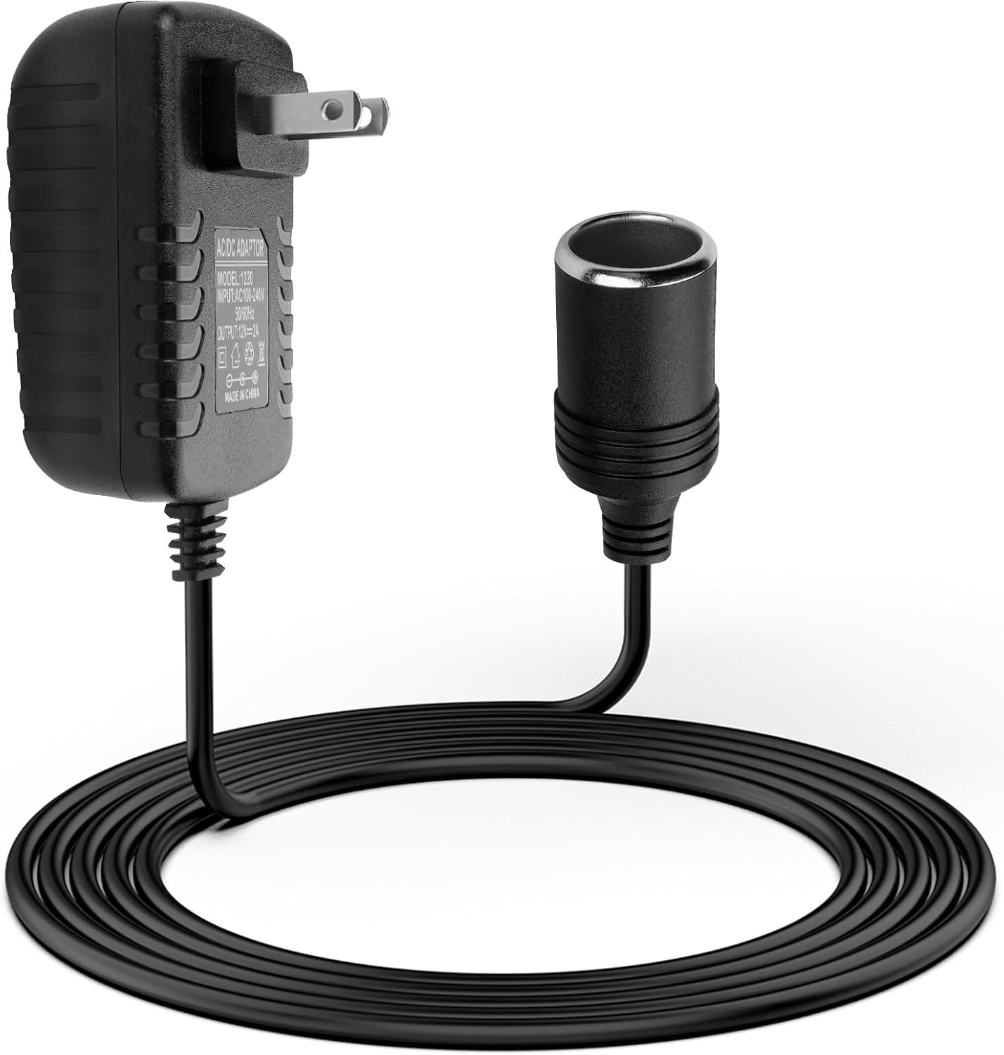 AC to DC Converter 2A 24W Car Cigarette Lighter Socket Adapter Power Cable 110-240V to 12V AC/DC for Automobile Home Use Car to Wall Plug Under 24W only