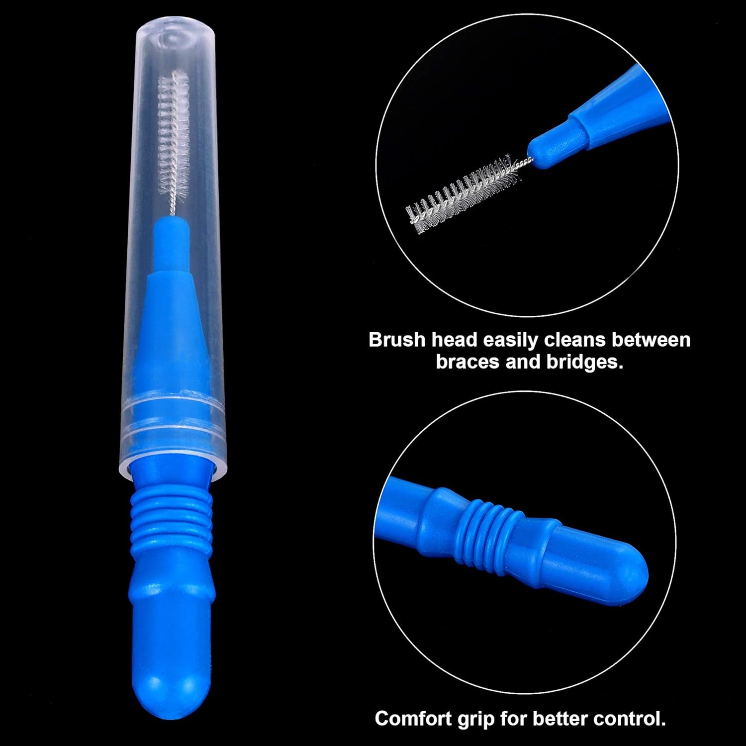 100 Pcs Braces Dental Brush Flosser for Cleaner Interdental Brush Toothpick Tooth Flossing Head Oral Dental Toothpick Cleaners Cleaning Tool Red and Blue