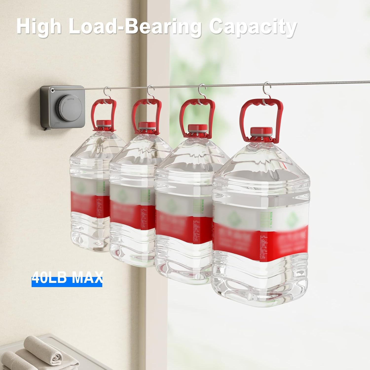 Retractable Clothesline Indoor, Non-Sagging Outdoor Clothes Line Retracting Heavy Duty Clothes Drying Laundry Line Wall Mounted Stainless Steel Line-15.1 Feets Square-Gray
