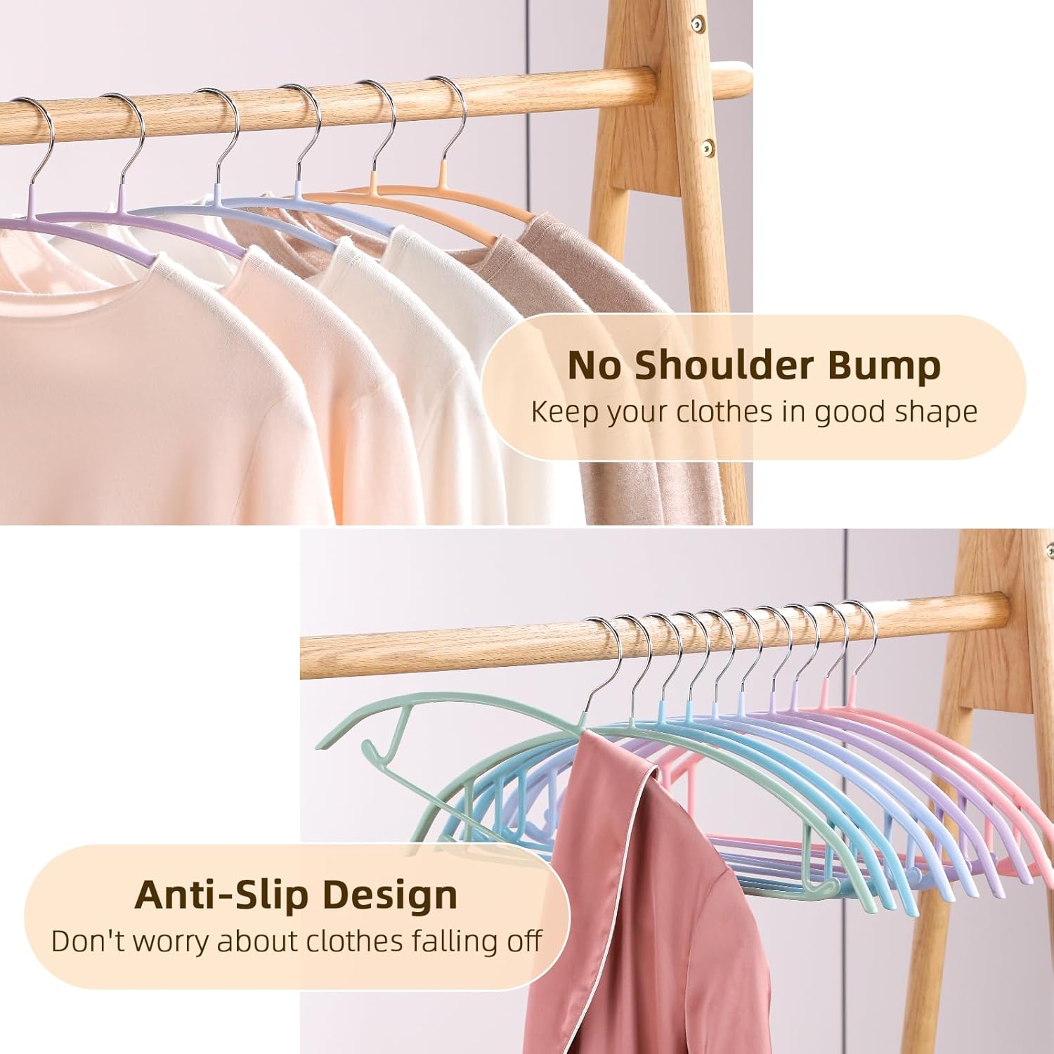 Clothes Hanger 14 Pack, Sweater Hangers No Shoulder Bump, 16.5 inch Wide Heavy Duty Coat Hangers for Closet, Non Slip PVC-Coating Metal Hangers for Sweaters,Suits,Dresses,Jackets,Pants,Shirt