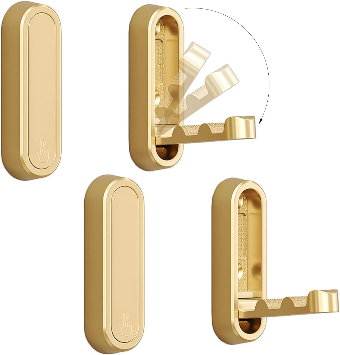 4PCS Folding Coat Hooks, Heavy Duty Wall Hooks Made of Zinc Alloy, Foldable Gold Wall Hooks for Hanging Coats, Scarves, Hats, Bathrobes, Keys, Bags Gold