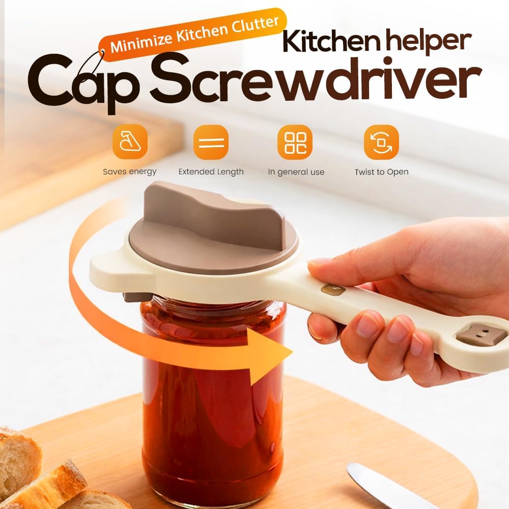 2026 New 4-in-1 Jar Opener - Adjustable Stainless Steel Lid Remover for Seniors & Arthritis Sufferers, Fits Kitchen Jars, Bottles & Cans 1PC