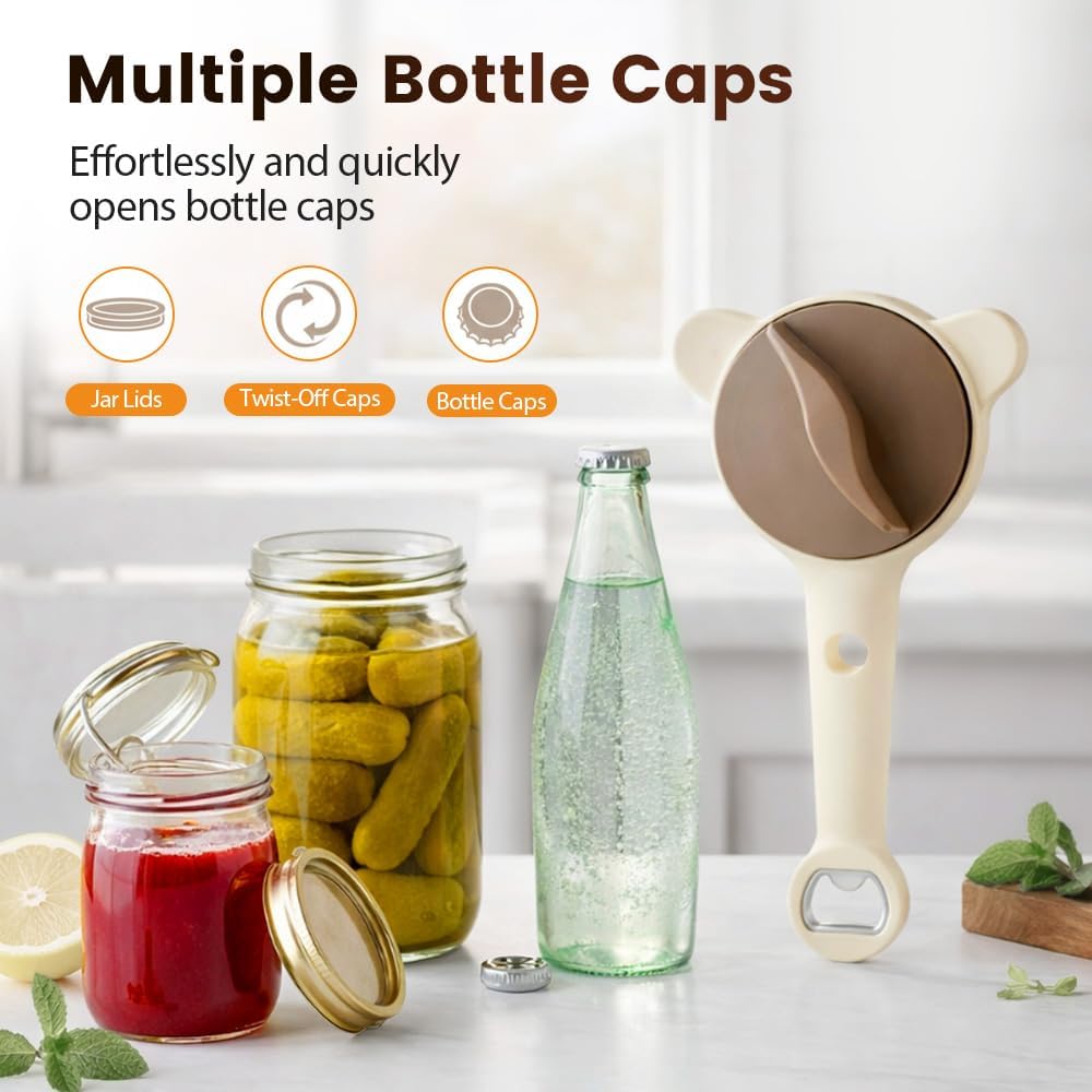 2026 New 4-in-1 Jar Opener - Adjustable Stainless Steel Lid Remover for Seniors & Arthritis Sufferers, Fits Kitchen Jars, Bottles & Cans 1PC