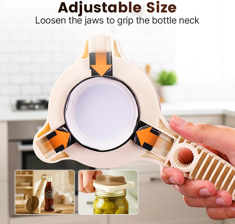 2026 New 4-in-1 Jar Opener - Adjustable Stainless Steel Lid Remover for Seniors & Arthritis Sufferers, Fits Kitchen Jars, Bottles & Cans 1PC
