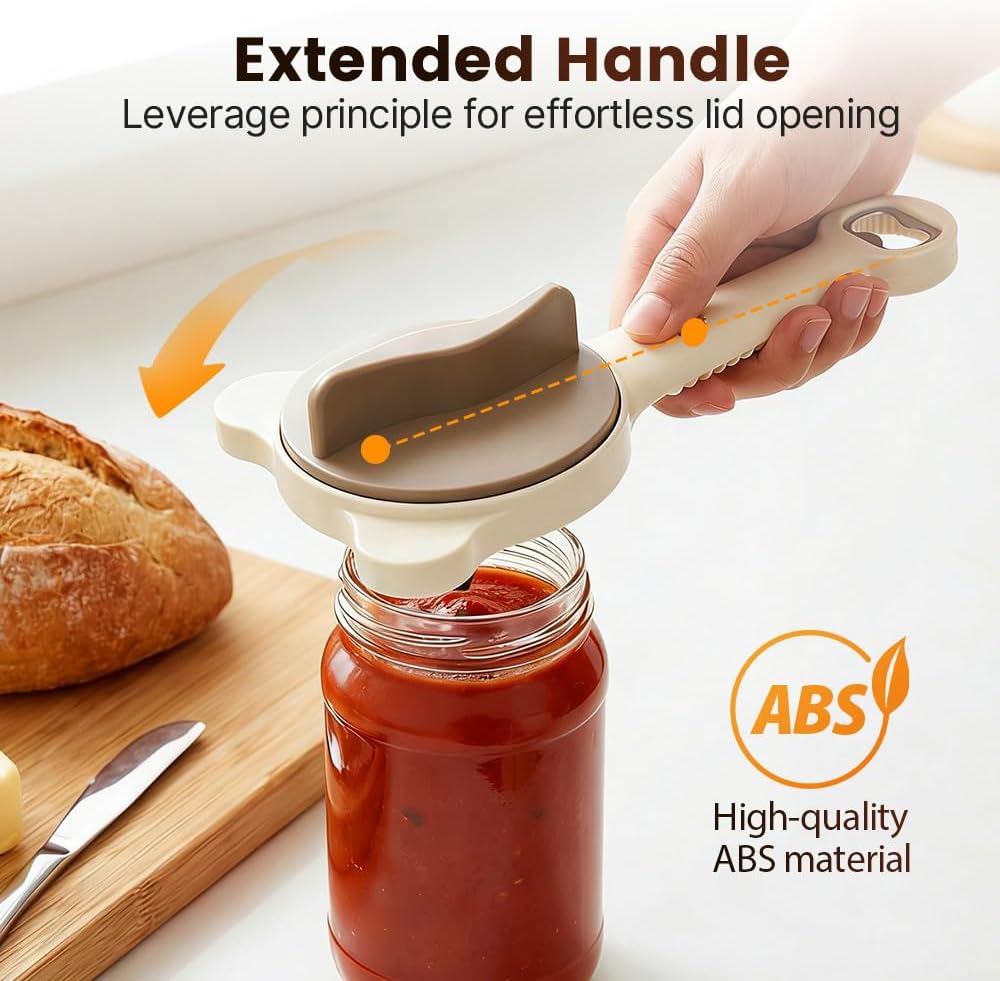 2026 New 4-in-1 Jar Opener - Adjustable Stainless Steel Lid Remover for Seniors & Arthritis Sufferers, Fits Kitchen Jars, Bottles & Cans 1PC