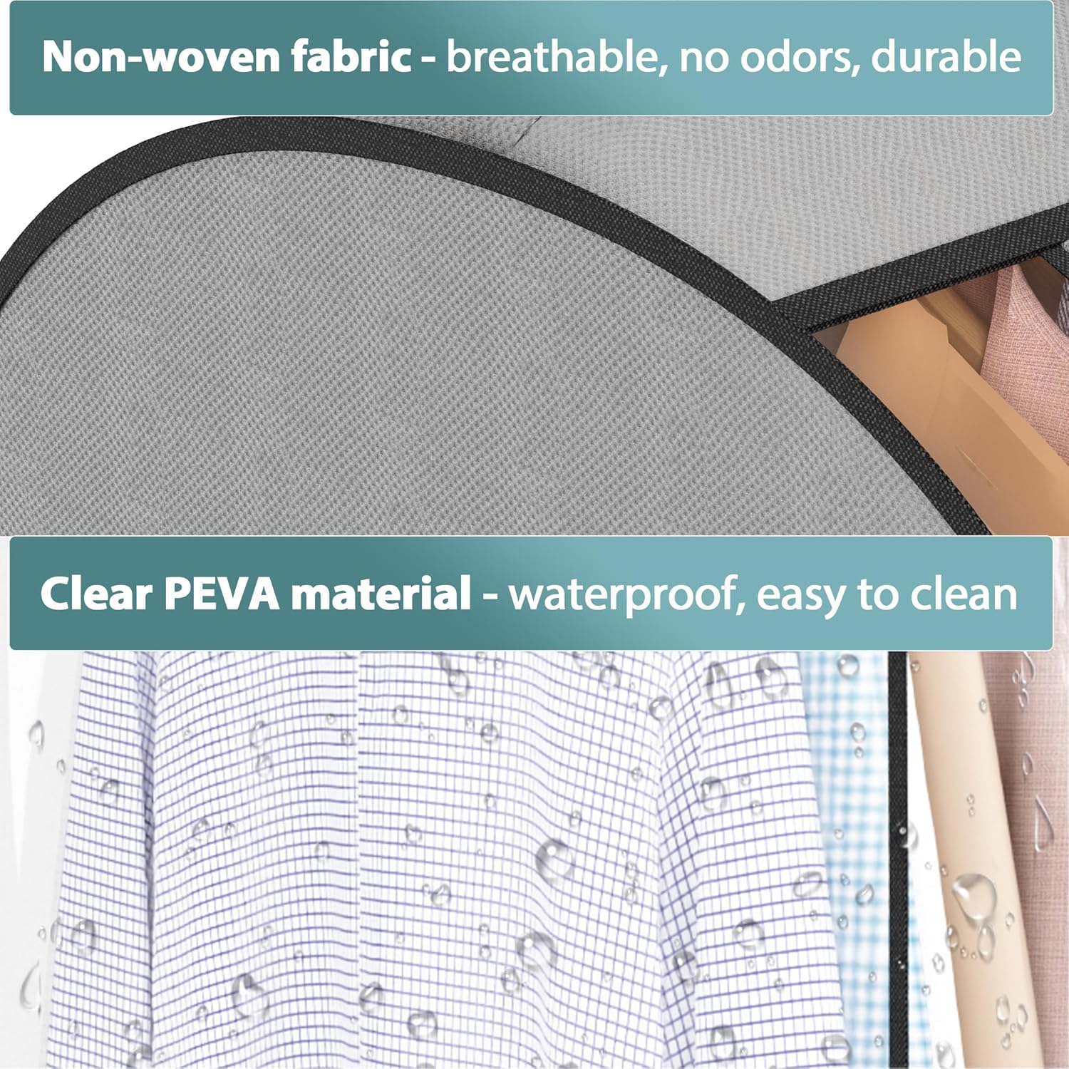 10" Gusseted Garment Bags for Hanging Clothes 40" Suit Bags for Open Closet Storage, Side Clear Clothing Cover for Coat, Dress, Jacket, Shirt, Fur Wardrobe Protector, 3 Packs, Grey