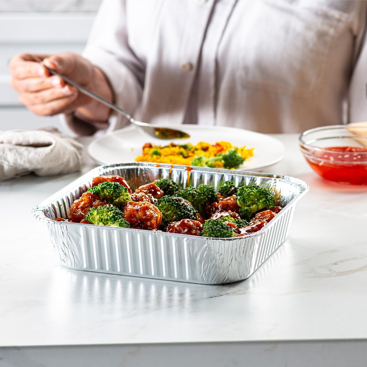25 Sets 8-Inch Square Foil Pans with Lids - Disposable Food Containers, Aluminum Foil Pans For Baking, Cooking, Storing and Preparing Food Formerly Comfy Package