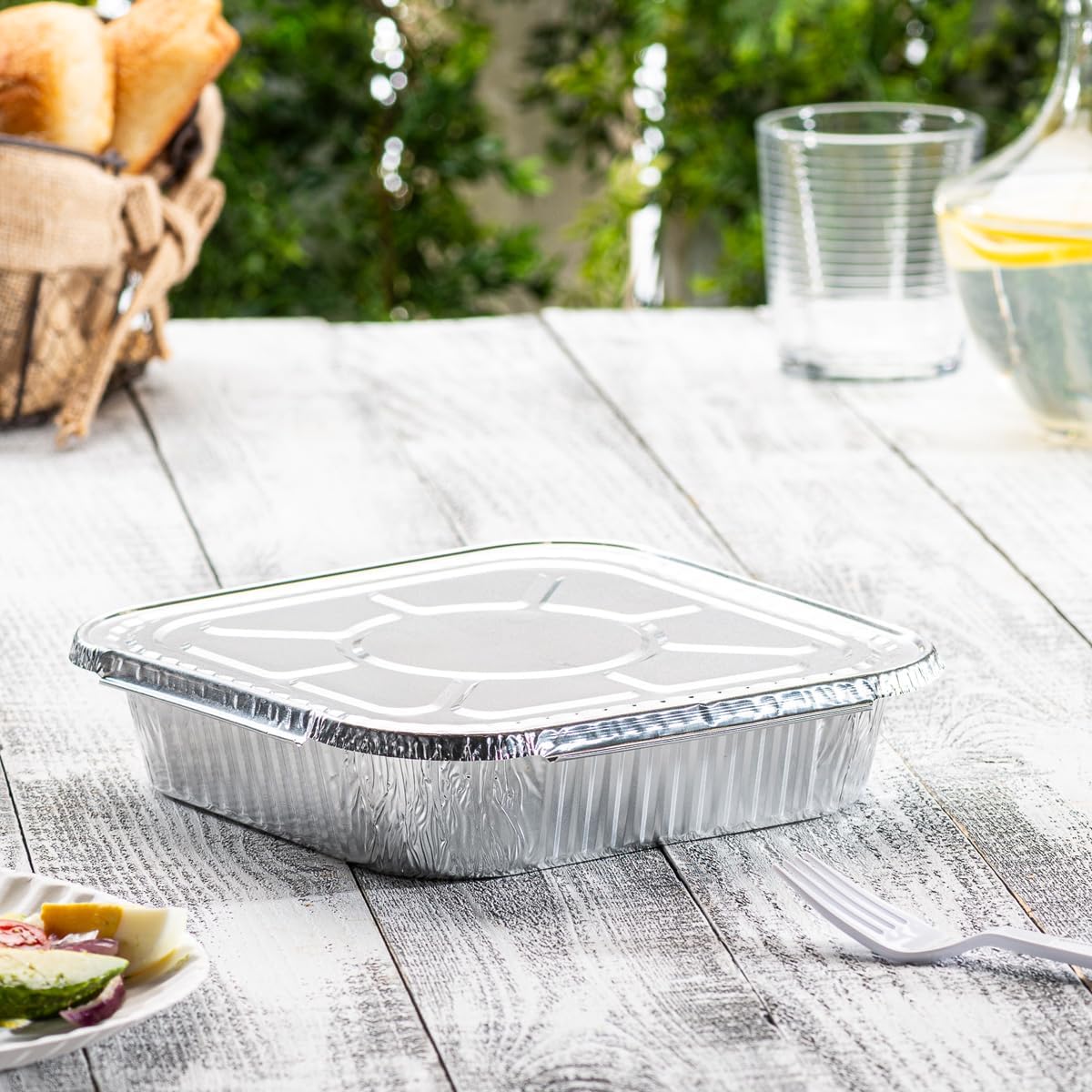 25 Sets 8-Inch Square Foil Pans with Lids - Disposable Food Containers, Aluminum Foil Pans For Baking, Cooking, Storing and Preparing Food Formerly Comfy Package