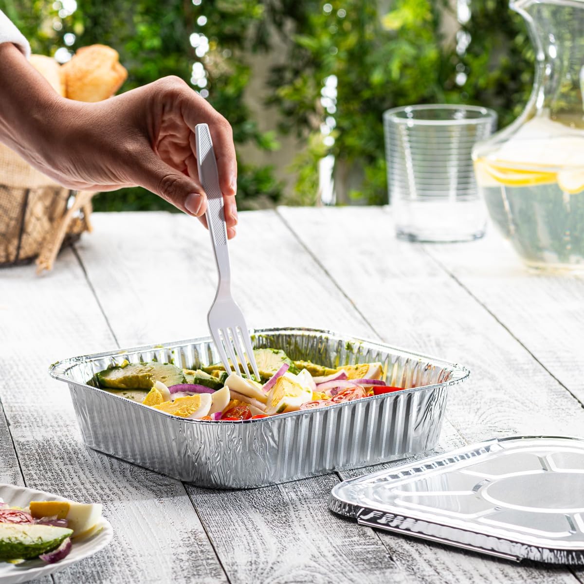 25 Sets 8-Inch Square Foil Pans with Lids - Disposable Food Containers, Aluminum Foil Pans For Baking, Cooking, Storing and Preparing Food Formerly Comfy Package