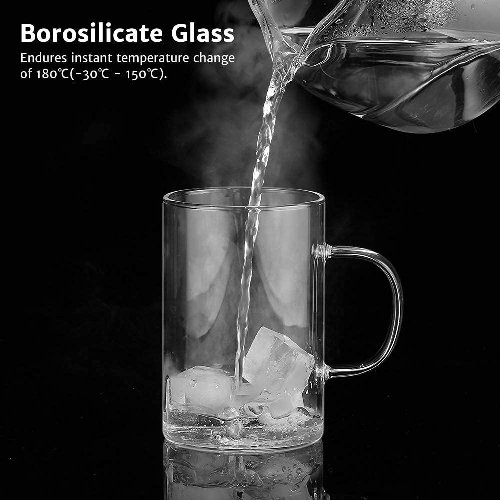 16.9 Oz Borosilicate Glass Tea Mug Cup Tea Glasses with Stainless Steel Infuser & Lid, Loose Leaf Glass Tea Cup Teacup 430mL Use Capacity