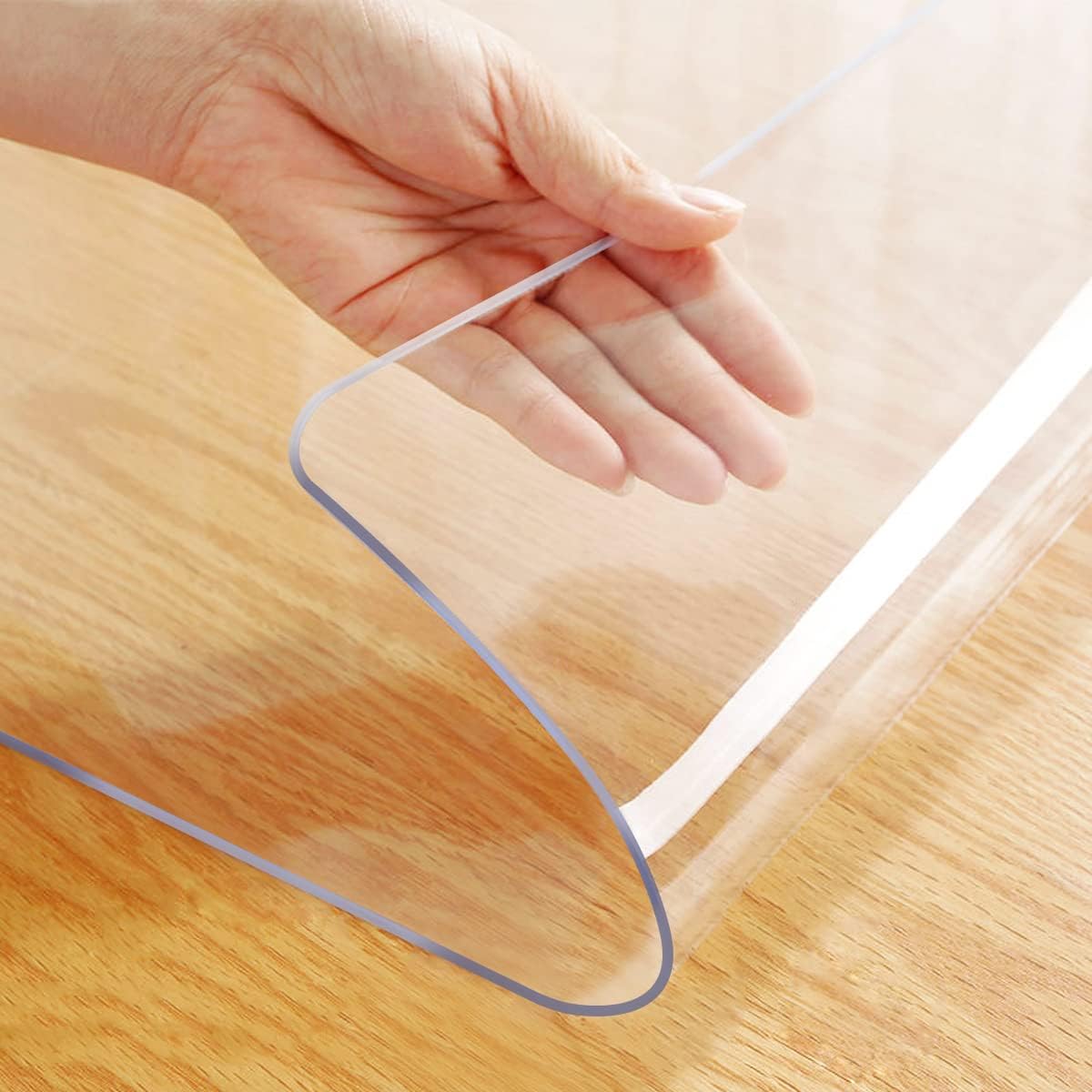 Upgraded 12x24 Inch Clear Plastic Dining Table Cover Protector PVC Vinyl Heat Resistant Tablecloth for Wood Furniture Coffee Bed Sofa Side Corner Table Top Protection Waterproof Non-Slip Desk Pad Mat