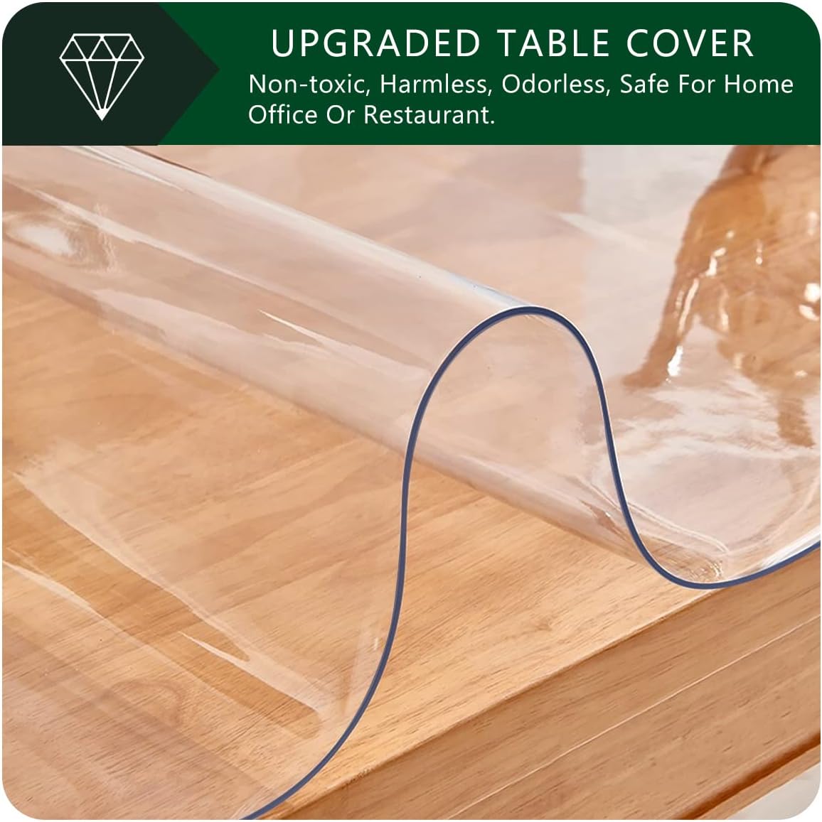 Upgraded 12x24 Inch Clear Plastic Dining Table Cover Protector PVC Vinyl Heat Resistant Tablecloth for Wood Furniture Coffee Bed Sofa Side Corner Table Top Protection Waterproof Non-Slip Desk Pad Mat