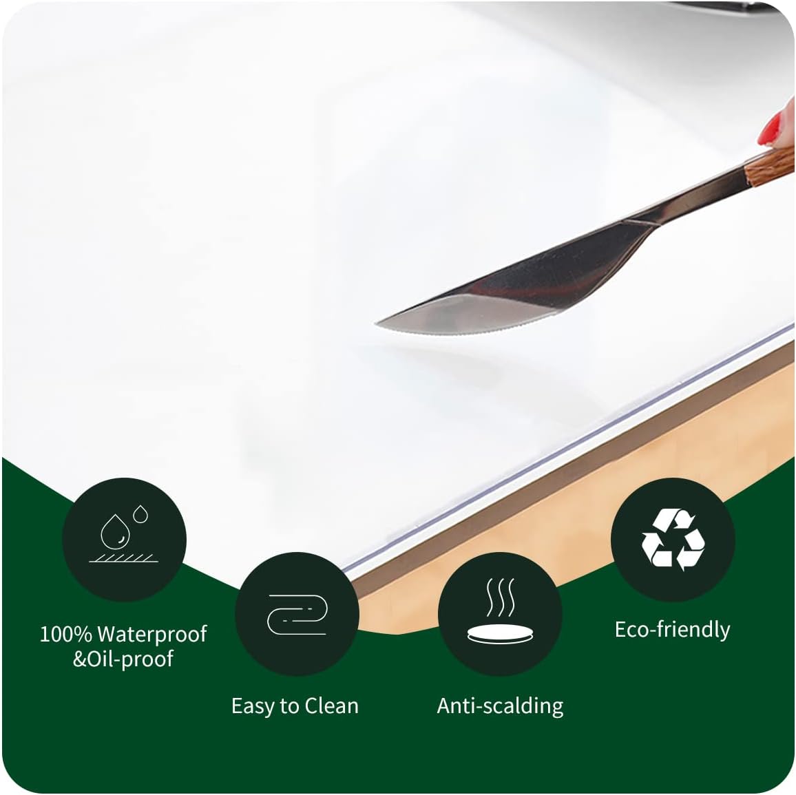 Upgraded 12x24 Inch Clear Plastic Dining Table Cover Protector PVC Vinyl Heat Resistant Tablecloth for Wood Furniture Coffee Bed Sofa Side Corner Table Top Protection Waterproof Non-Slip Desk Pad Mat