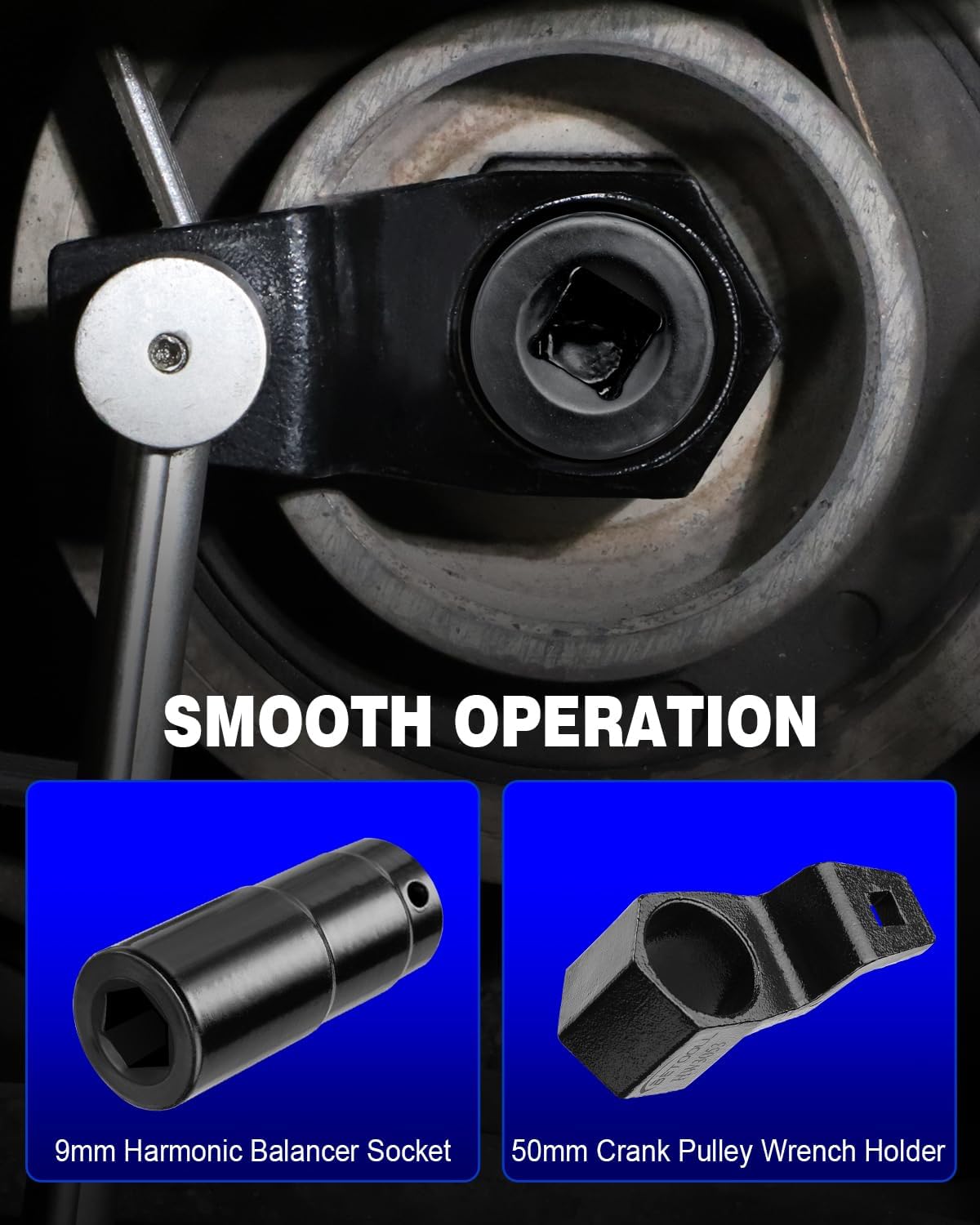 19 mm Harmonic Balancer Socket & 50mm Crankshaft Crank Pulley Wrench Holder Tool Removal Holding Spanner kit Compatible with Honda and Acura Engines