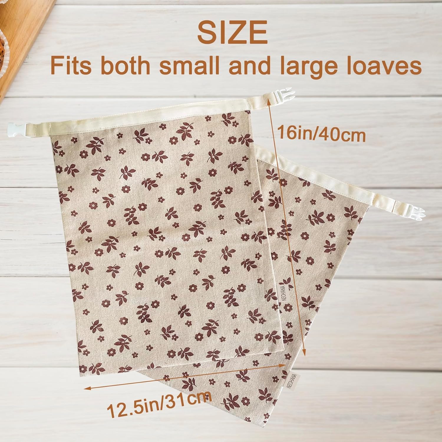 2 Pack Beeswax Bread Bags for Sourdough,Reusable Cotton Beeswax Bag for Homemade Bread,Freezer-Friendly & Freshness Preservation Storage to Keep Fresh
