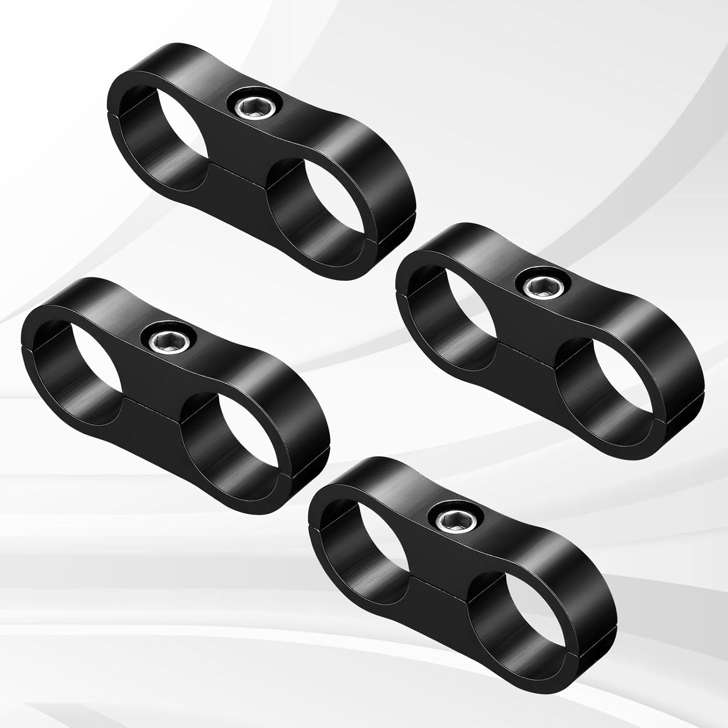 -12AN Hose Separator Clamp - Fuel line Mounting Clamps, 4Pcs/Pack Black Aluminum Hose Fitting Adapter, Great for 3/4 Fuel Line Hose, Brake Line, Oil Hose, Water Pipe and Gas Line
