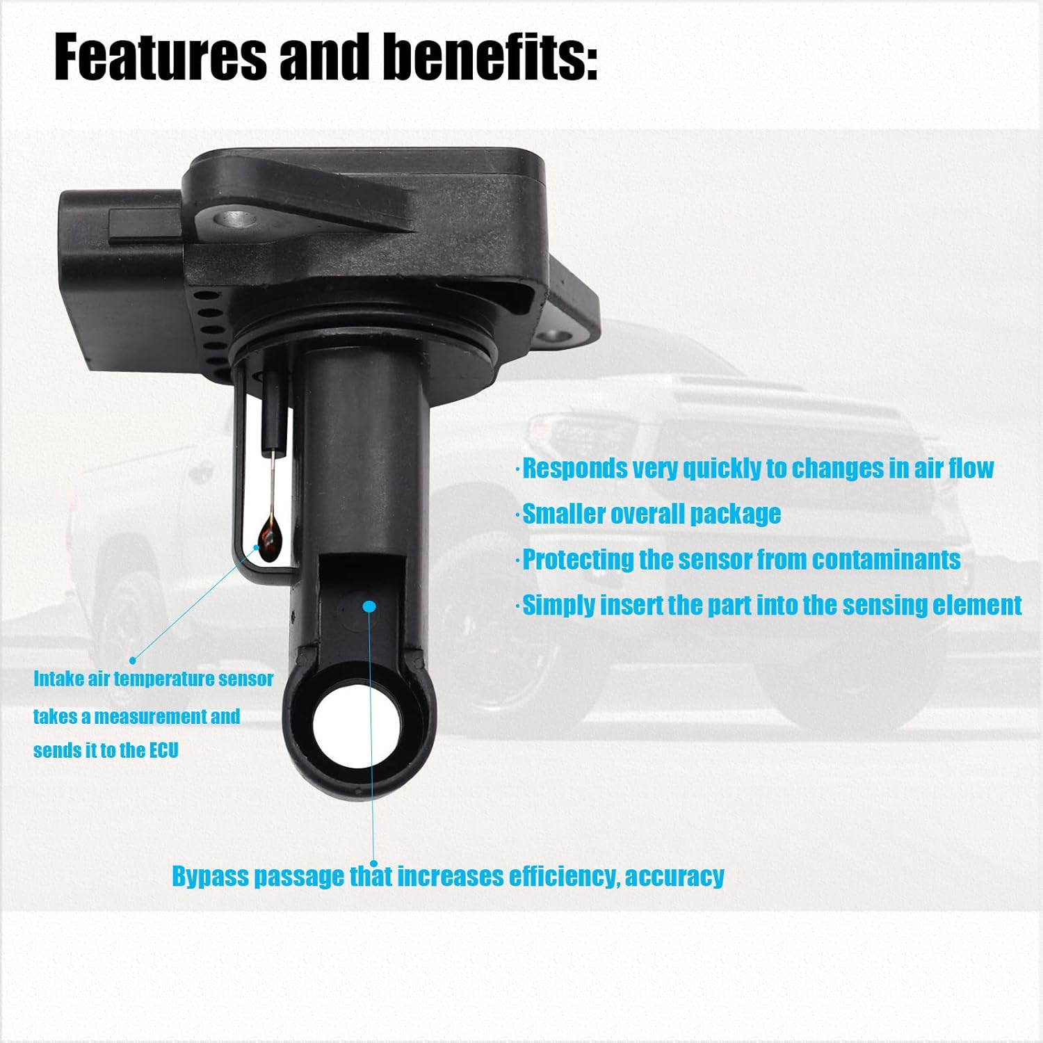 Mass Air Flow Sensor 22204-22010 Compatible with Toyota 02-06 Camry 03-08 Corolla 01-10 Highlander 00-07 4Runner 99-10 Tacoma 3.4L 4.0L 01-05 RAV4 Lexus ES300/RX300 3.0L