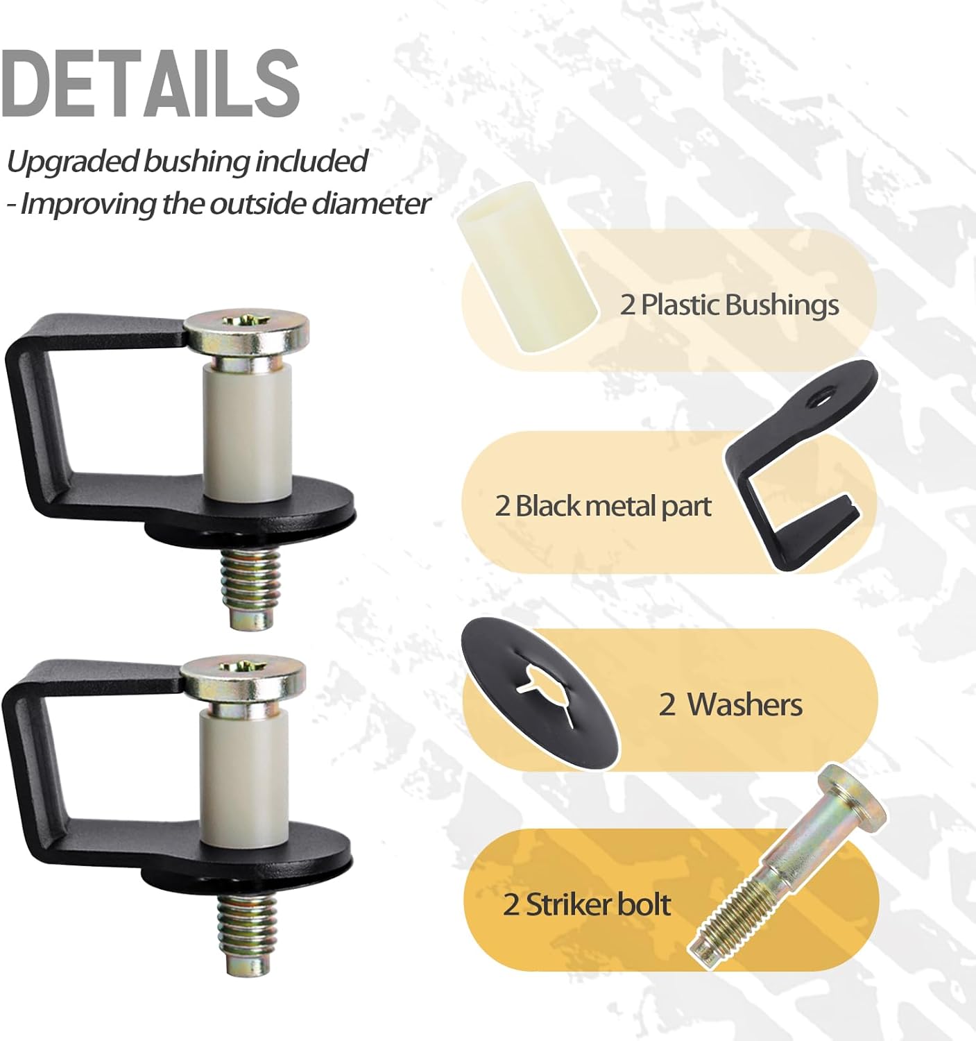 2 Pack Door Striker Bolts Set Includes Bushing Compatible with 1980-1997 Ford / 1987-89 Lincoln / 1981-90 Mercury Door Latch Lock Striker Bolts Replace E9AZ5422008A / 38448