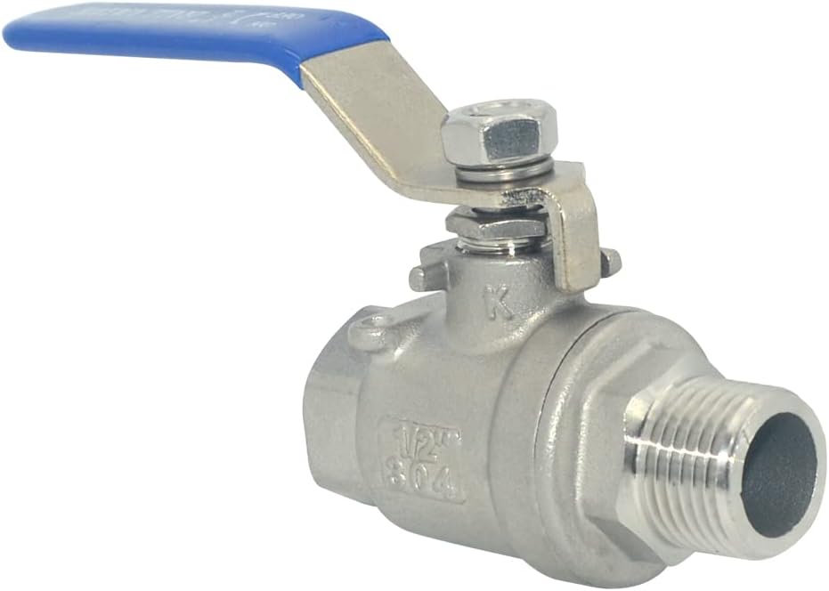 Full Port Ball Valve Male x Female S304 Stainless Steel Heavy Duty for Water, Oil, and Gas,1000WOG 1/2inch