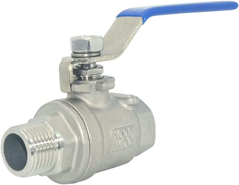 Full Port Ball Valve Male x Female S304 Stainless Steel Heavy Duty for Water, Oil, and Gas,1000WOG 1/2inch