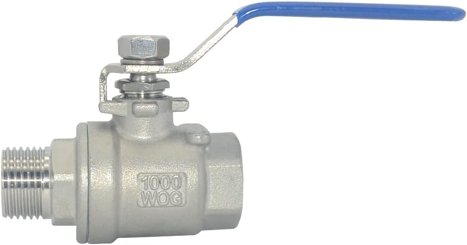 Full Port Ball Valve Male x Female S304 Stainless Steel Heavy Duty for Water, Oil, and Gas,1000WOG 1/2inch