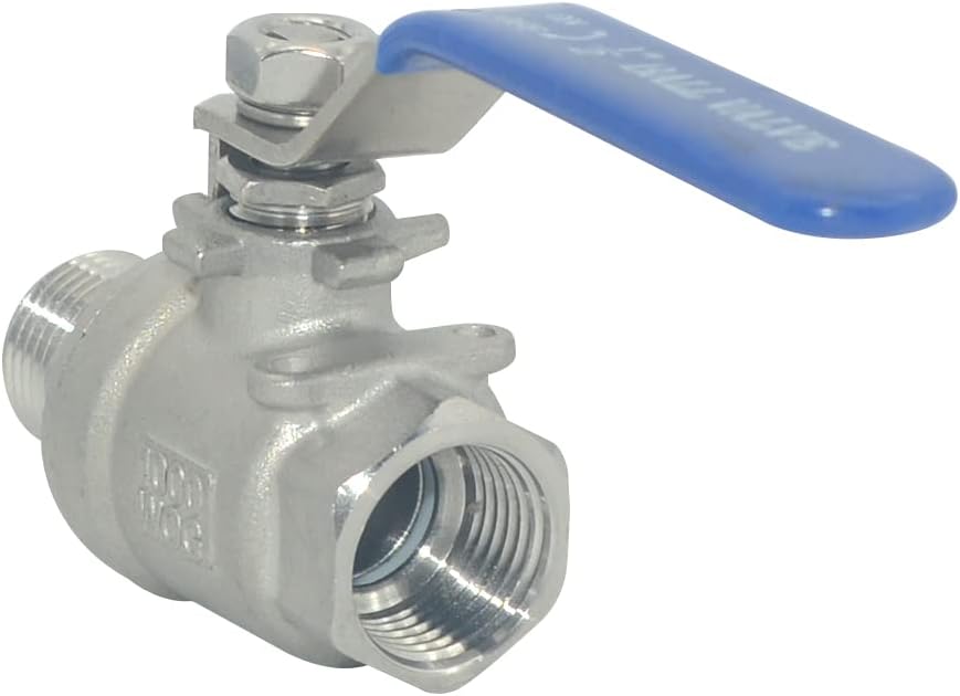 Full Port Ball Valve Male x Female S304 Stainless Steel Heavy Duty for Water, Oil, and Gas,1000WOG 1/2inch