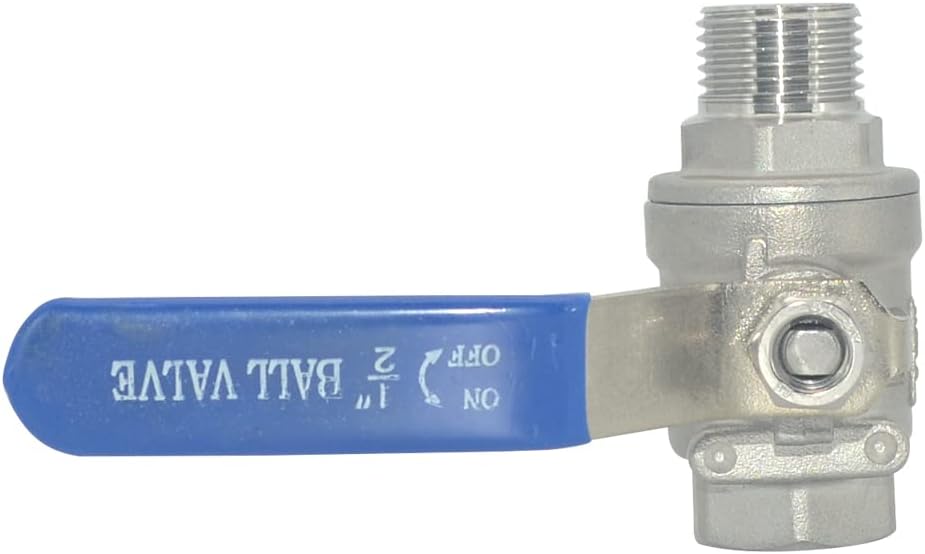Full Port Ball Valve Male x Female S304 Stainless Steel Heavy Duty for Water, Oil, and Gas,1000WOG 1/2inch