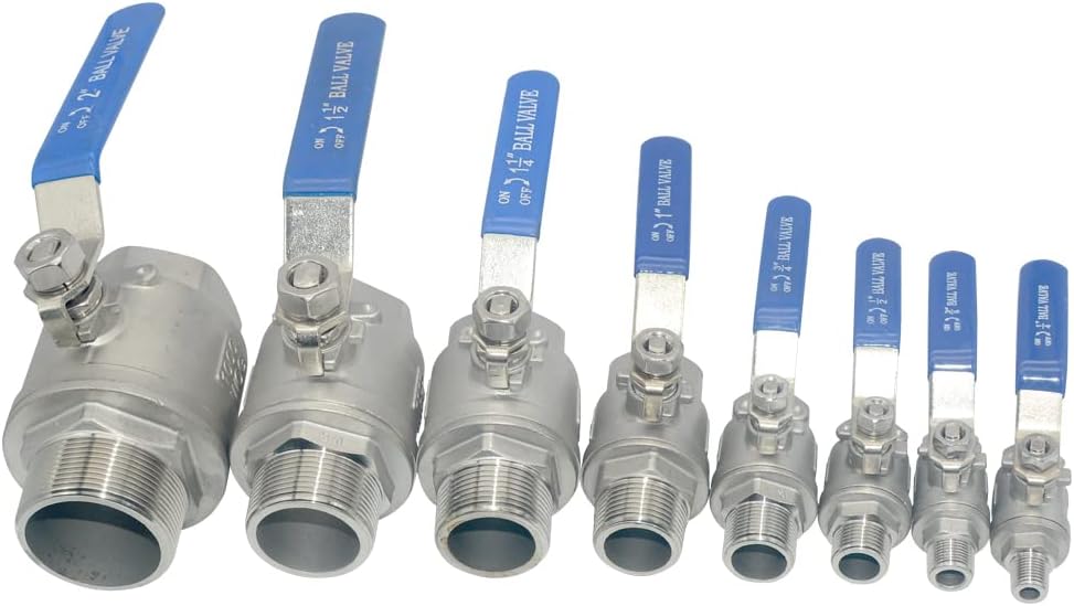 Full Port Ball Valve Male x Female S304 Stainless Steel Heavy Duty for Water, Oil, and Gas,1000WOG 1/2inch