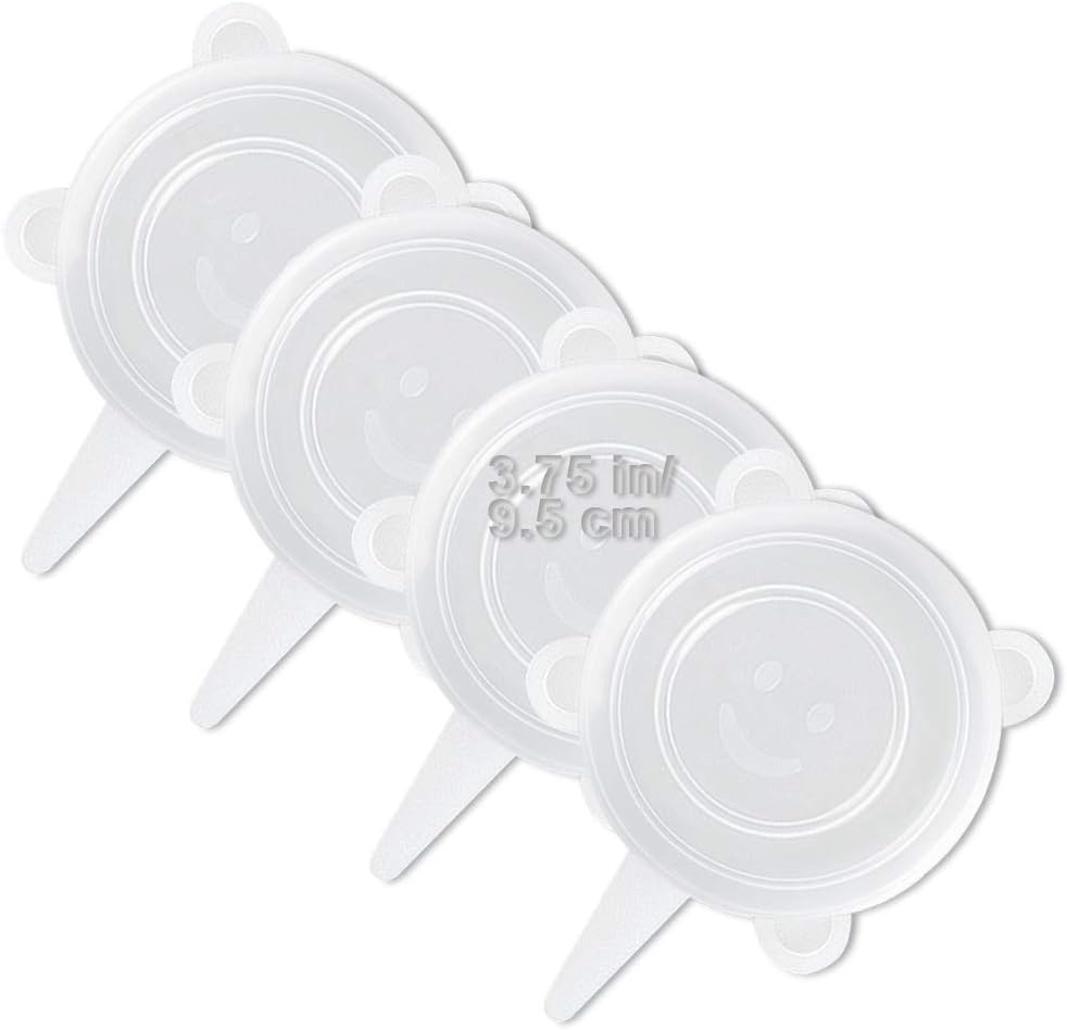 4 Pack Same Size Silicone Stretch Lids, Thicker Reusable Sturdy Silicone Container Cover, Expandable Food Storage Covers, Dishwasher and Freezer Safe, 3.75in 9.5cm
