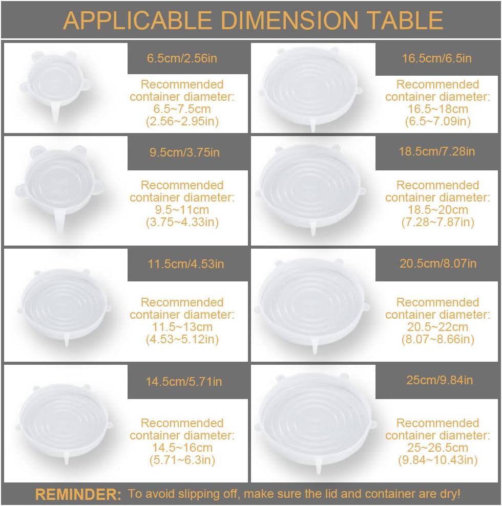 4 Pack Same Size Silicone Stretch Lids, Thicker Reusable Sturdy Silicone Container Cover, Expandable Food Storage Covers, Dishwasher and Freezer Safe, 3.75in 9.5cm