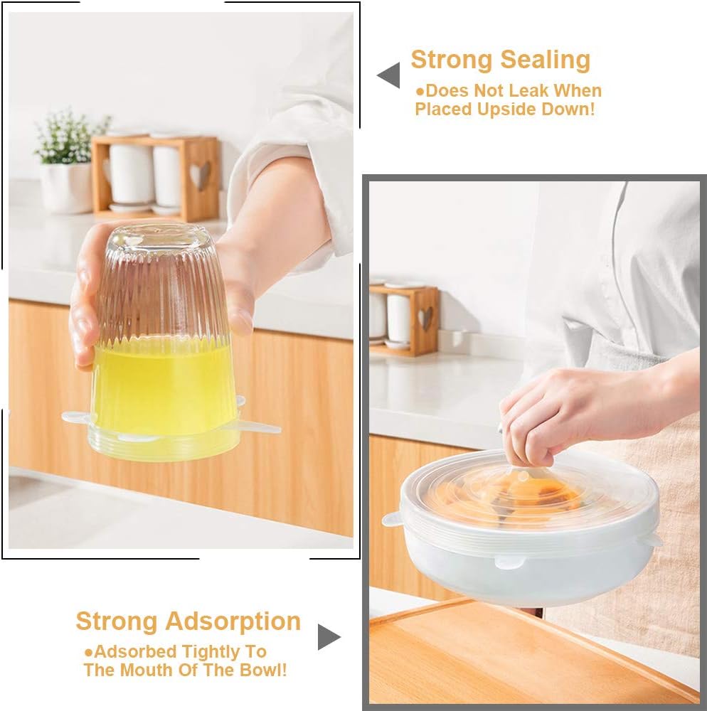 4 Pack Same Size Silicone Stretch Lids, Thicker Reusable Sturdy Silicone Container Cover, Expandable Food Storage Covers, Dishwasher and Freezer Safe, 3.75in 9.5cm