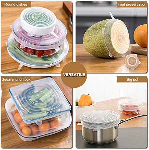 4 Pack Same Size Silicone Stretch Lids, Thicker Reusable Sturdy Silicone Container Cover, Expandable Food Storage Covers, Dishwasher and Freezer Safe, 3.75in 9.5cm