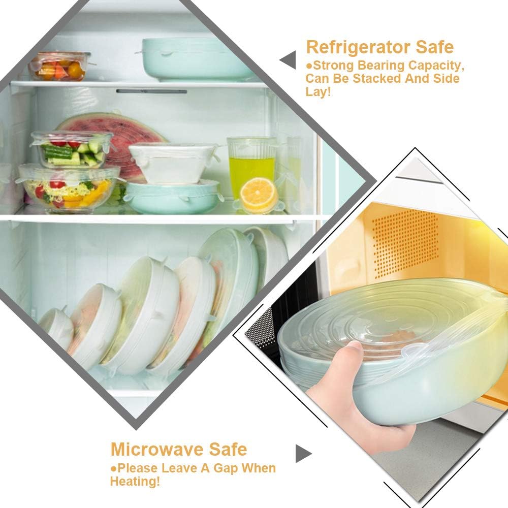 4 Pack Same Size Silicone Stretch Lids, Thicker Reusable Sturdy Silicone Container Cover, Expandable Food Storage Covers, Dishwasher and Freezer Safe, 3.75in 9.5cm