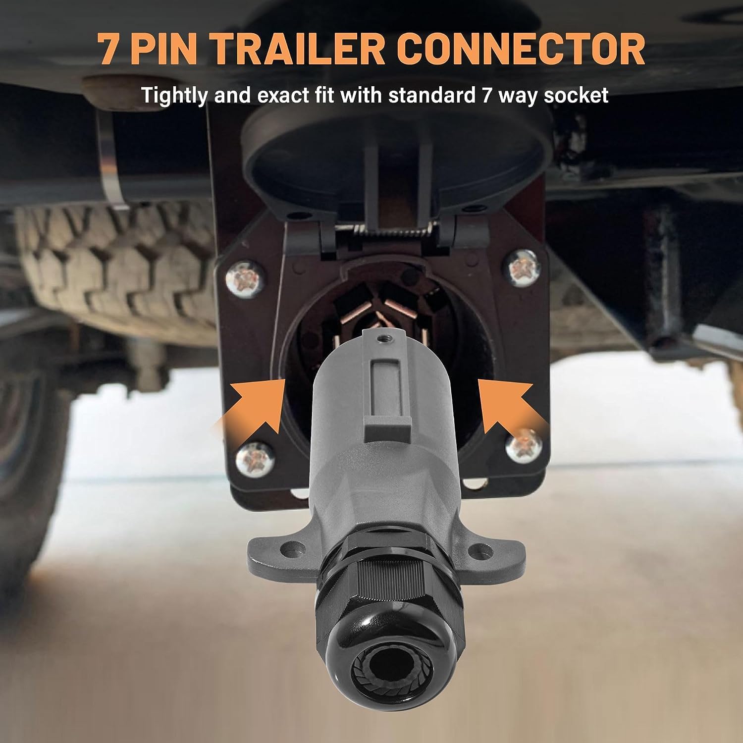 RV 7 Pin Trailer Plug with IP68 Waterproof Seal 2PCS, Detachable 7 Way Round RV-Style Trailer Side Connector 7 Point Trailer Wiring Plug