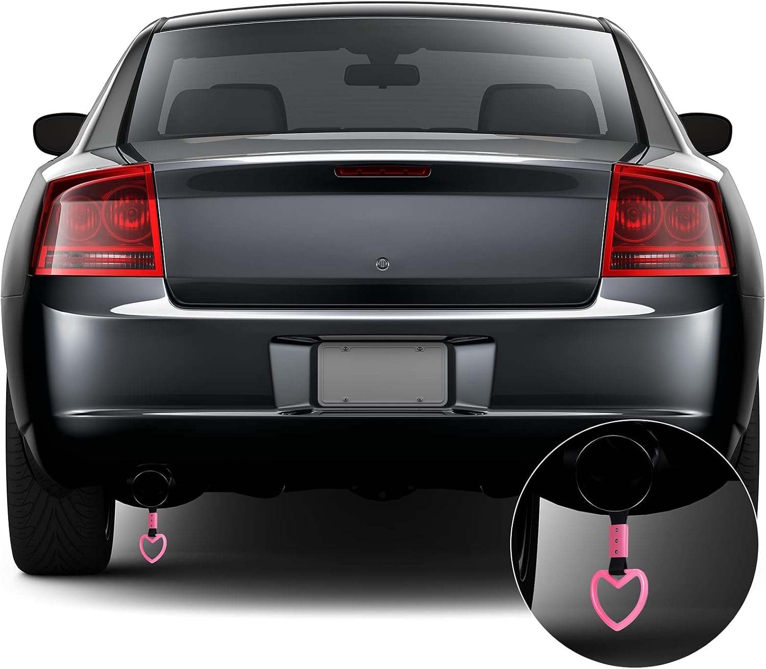 2 Pieces Heart Shaped Car Handle Straps Drift Charm Rear Bumper Warning Ring Decor Subway Bus Broken Heart Handle for Car Interior Light Pink