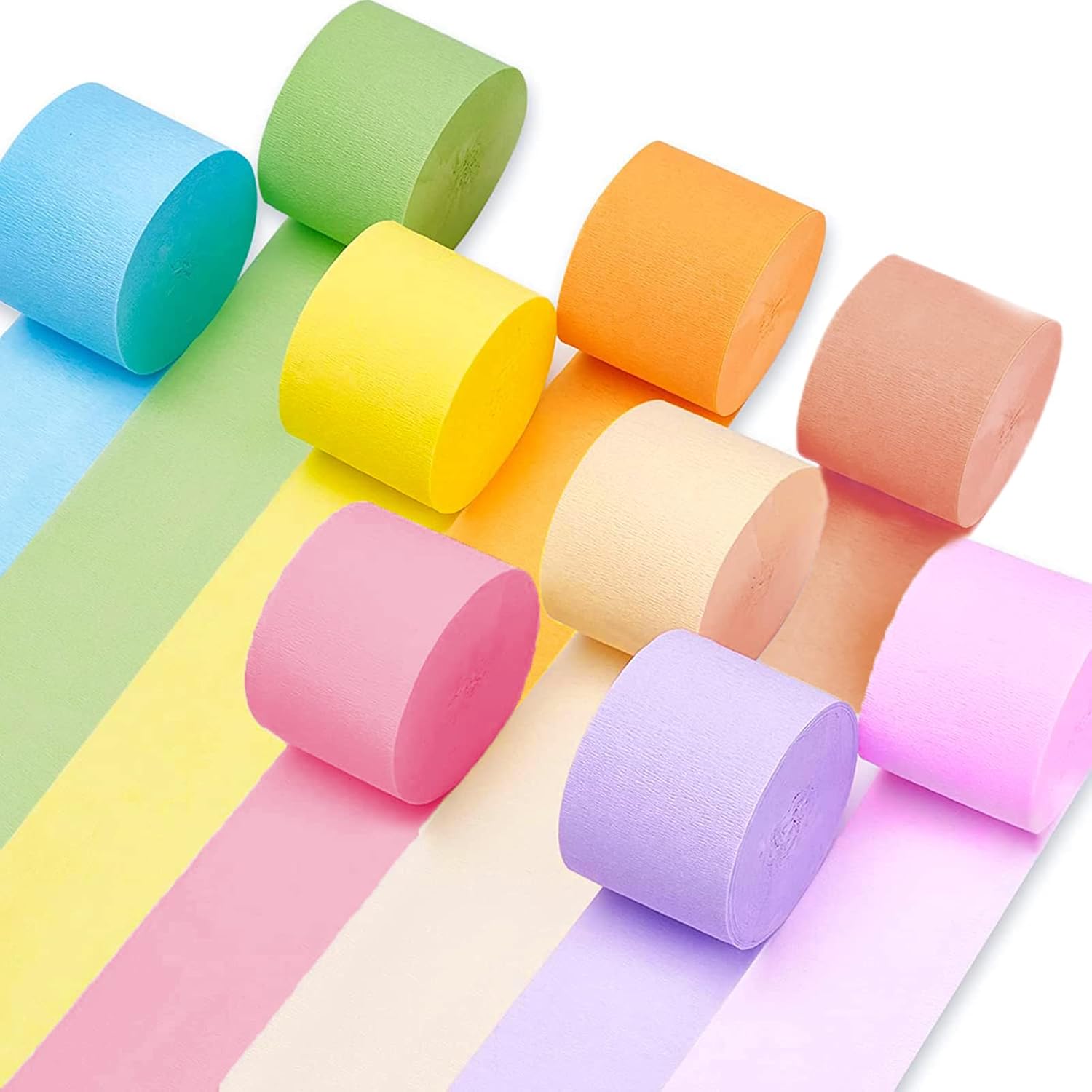 Crepe Paper Streamers 9 Rolls 738ft,Pack of Rainbow Assorted Colored Party Streamers,9 Colors Streamers Party Supplies, for Birthday Decorations,Rainbow DIY,Wedding Baby Shower 1.8 Inch x 82 Ft/Roll