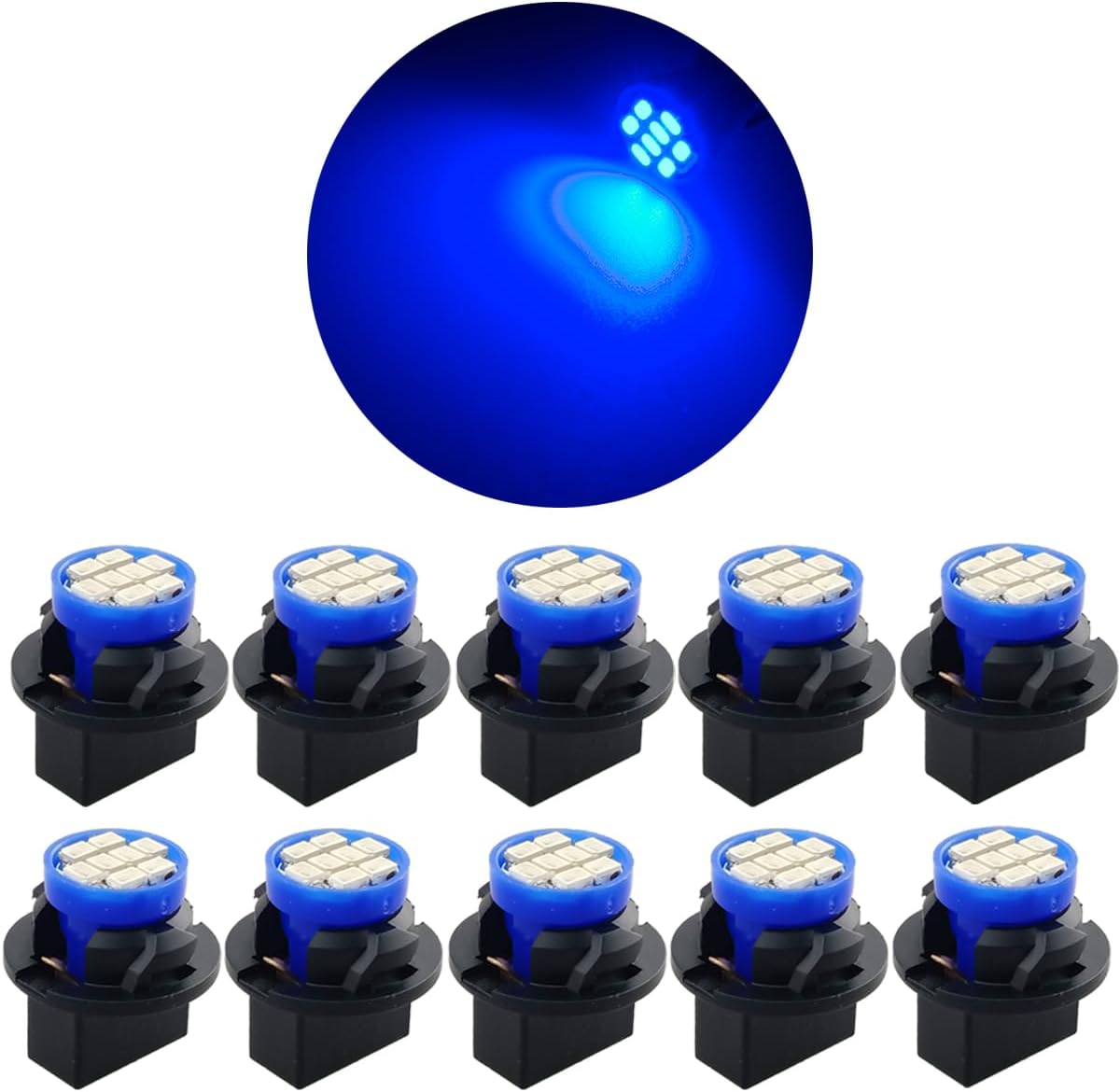 T10 194 168 Dash Instrument White LED Light Bulbs Bright Panel Gauge Cluster Dashboard Bulbs 10Pcs/Set Blue