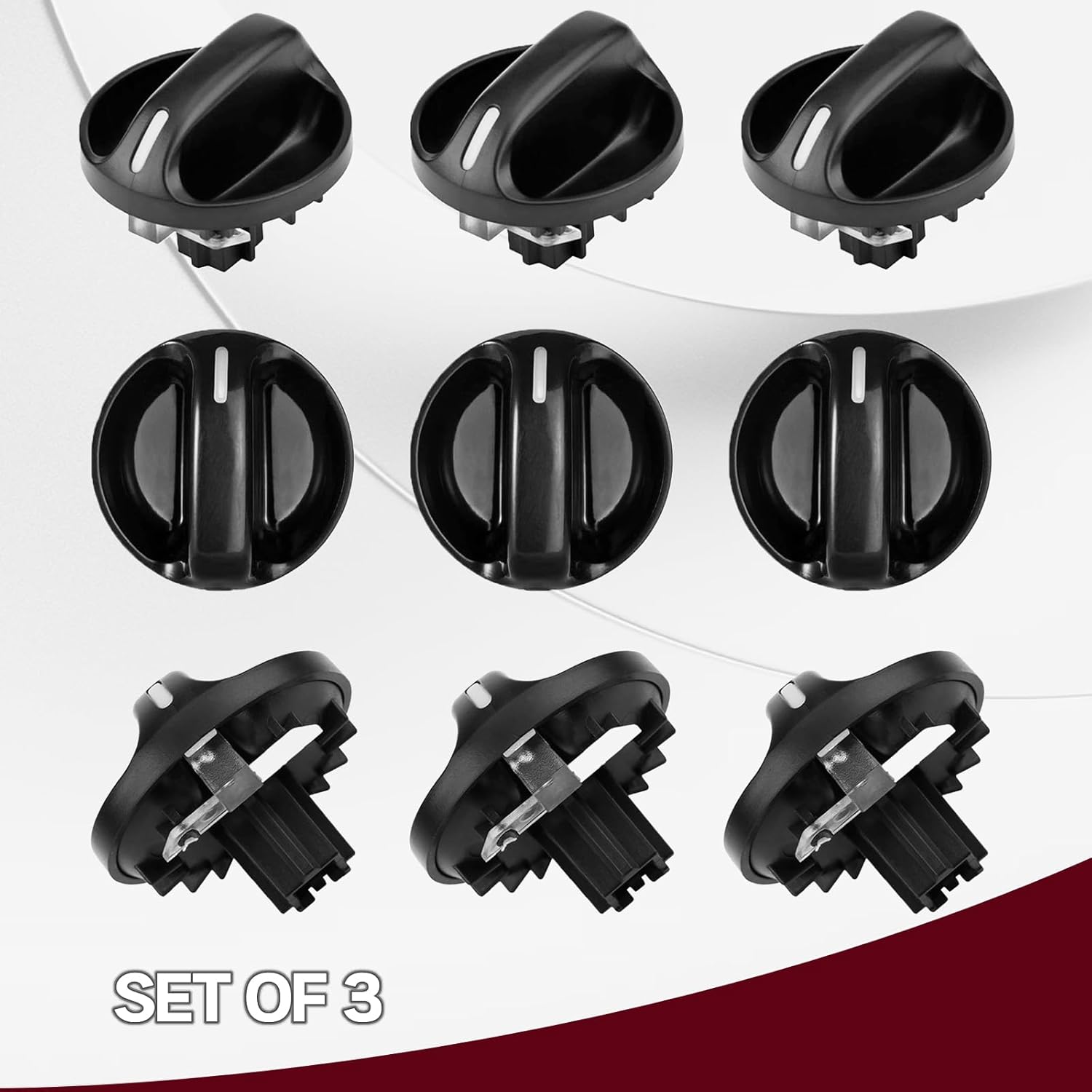 3Pcs Tundra AC Knobs Replacement Compatible with 2000 2001 2002 2003 2004 2005 2006 Toyota Tundra A/C Air Conditioner Heater Blower Fan Control Knob 55905-0C010, 559050C010