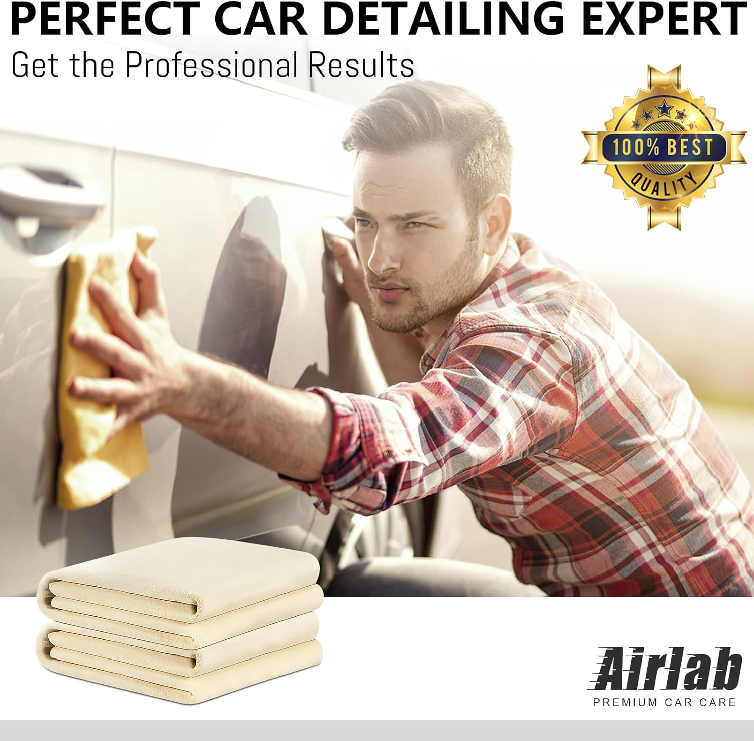 Chamois Cloth for Car 2 Pack Shammy Towel 24'' x 16'' 2.58 sq ft Each Super Absorbent Car Drying Towel Real Leather Lint Free Streak Free for Car Wash Auto Deng